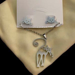 Necklace & Earrings set cute cats